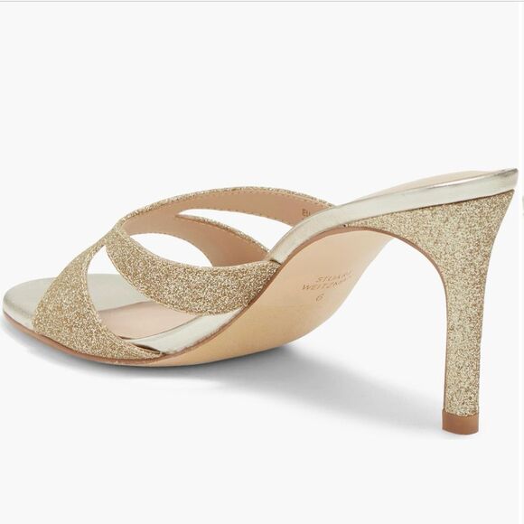 Stuart weitzman mariposa gold glitter sandals Size 8 New with box - Picture 4 of 8